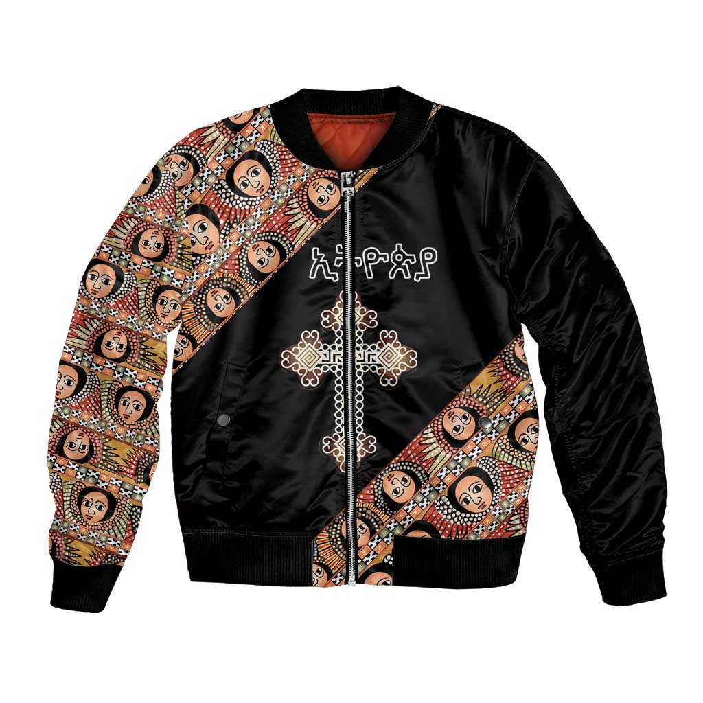 Personalized Ethiopian Orthodox Church Angel Bomber Jacket Black Color