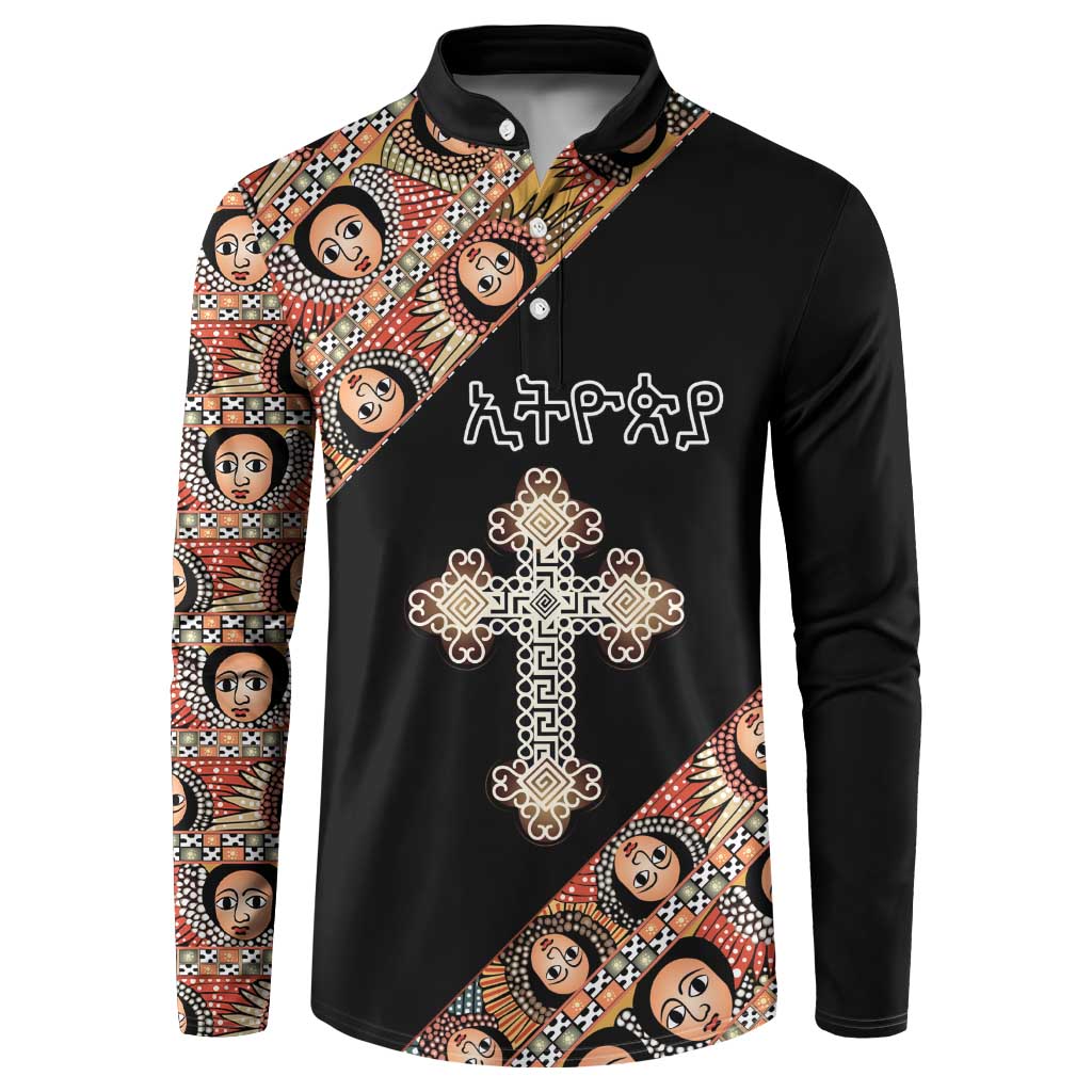 Personalized Ethiopian Orthodox Church Angel Button Sweatshirt Black Color