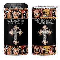 Personalized Ethiopian Orthodox Church Angel 4 in 1 Can Cooler Tumbler Black Color