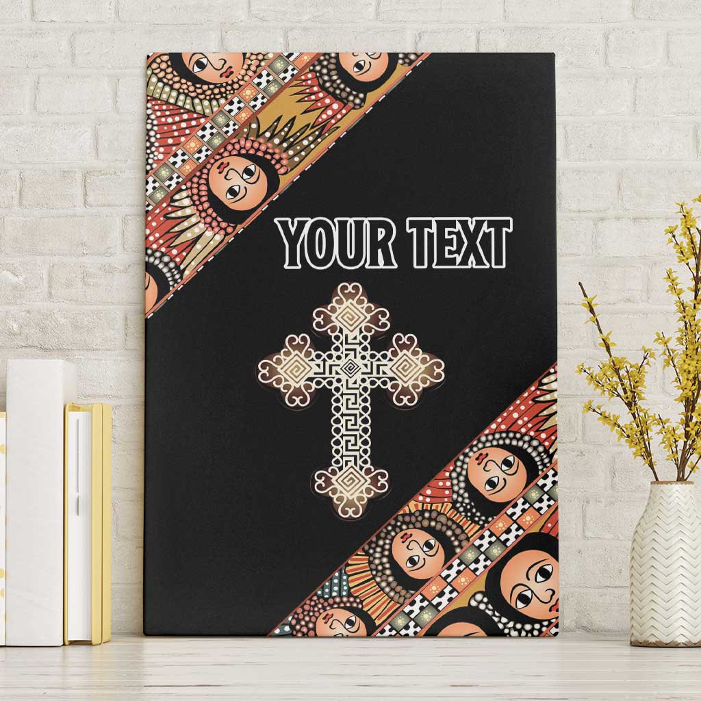 Personalized Ethiopian Orthodox Church Angel Canvas Wall Art Black Color
