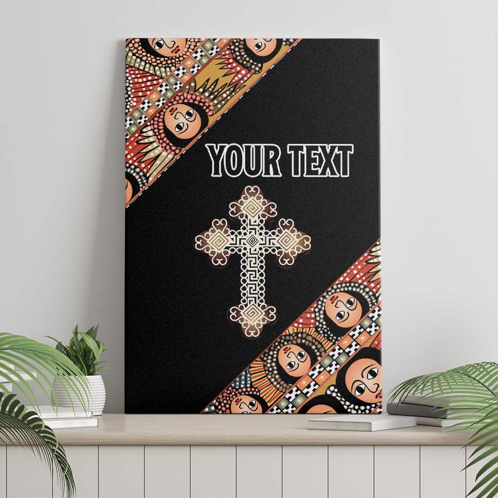Personalized Ethiopian Orthodox Church Angel Canvas Wall Art Black Color