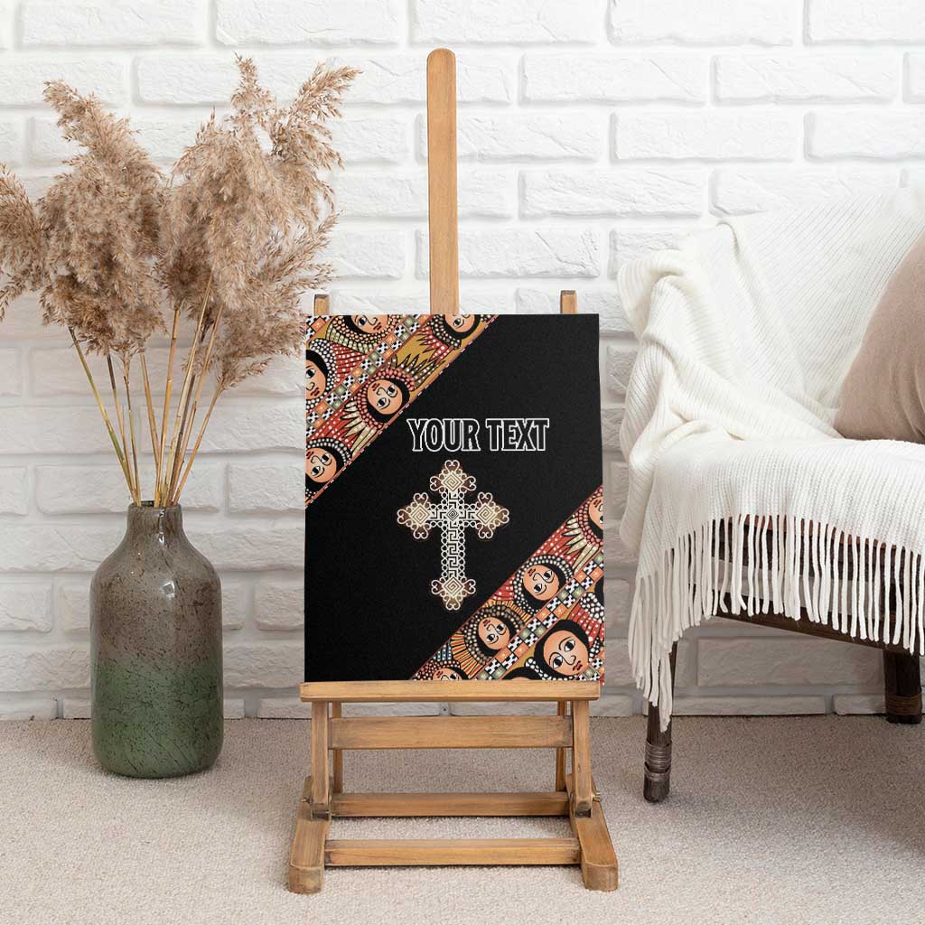 Personalized Ethiopian Orthodox Church Angel Canvas Wall Art Black Color