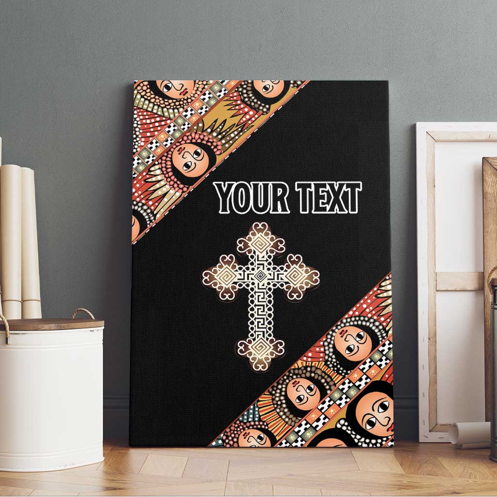 Personalized Ethiopian Orthodox Church Angel Canvas Wall Art Black Color