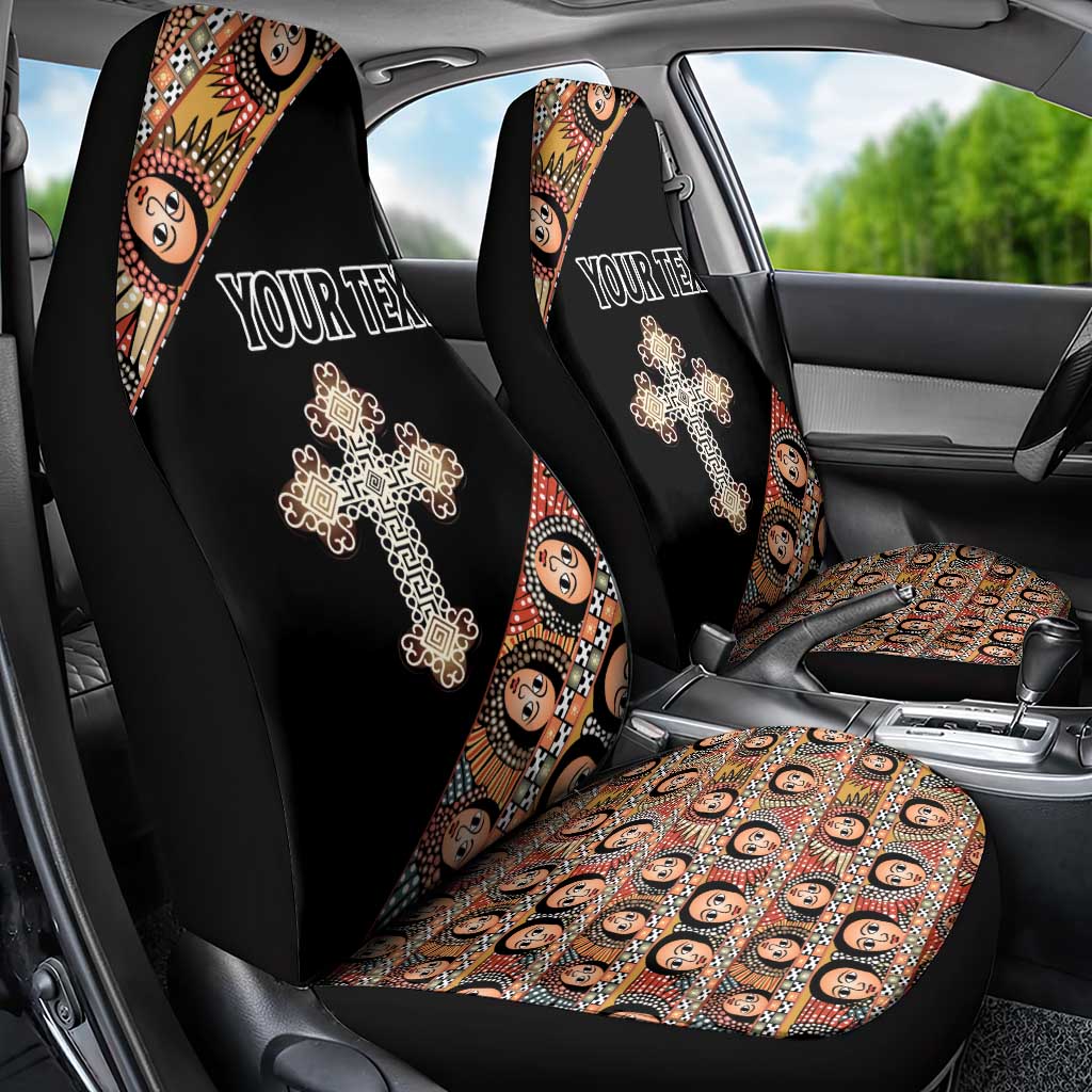 Personalized Ethiopian Orthodox Church Angel Car Seat Cover Black Color