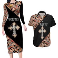 Personalized Ethiopian Orthodox Church Angel Couples Matching Long Sleeve Bodycon Dress and Hawaiian Shirt Black Color