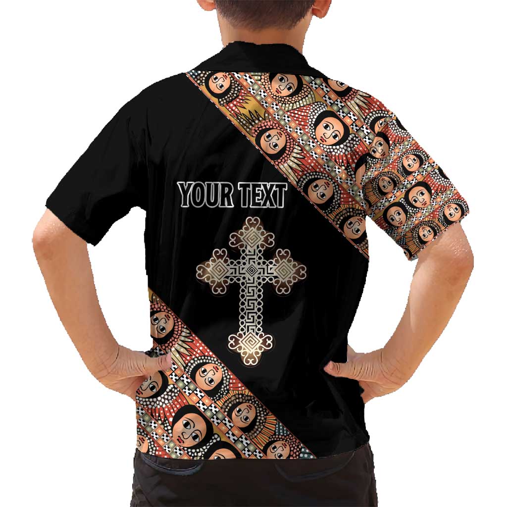 Personalized Ethiopian Orthodox Church Angel Family Matching Long Sleeve Bodycon Dress and Hawaiian Shirt Black Color