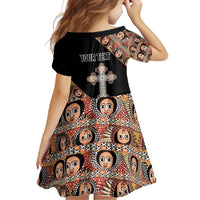Personalized Ethiopian Orthodox Church Angel Family Matching Long Sleeve Bodycon Dress and Hawaiian Shirt Black Color