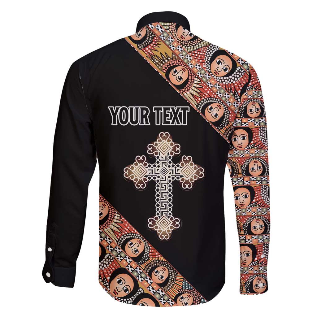 Personalized Ethiopian Orthodox Church Angel Family Matching Long Sleeve Bodycon Dress and Hawaiian Shirt Black Color