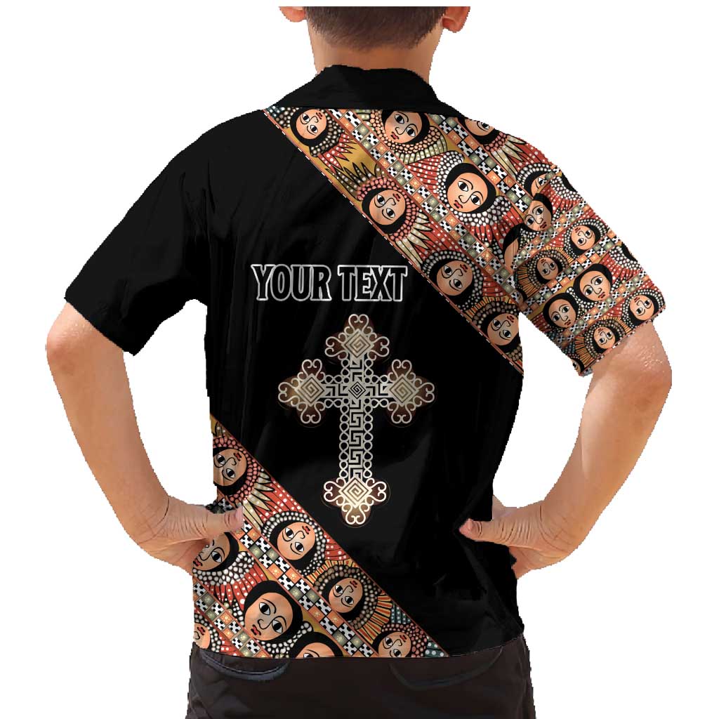 Personalized Ethiopian Orthodox Church Angel Family Matching Mermaid Dress and Hawaiian Shirt Black Color