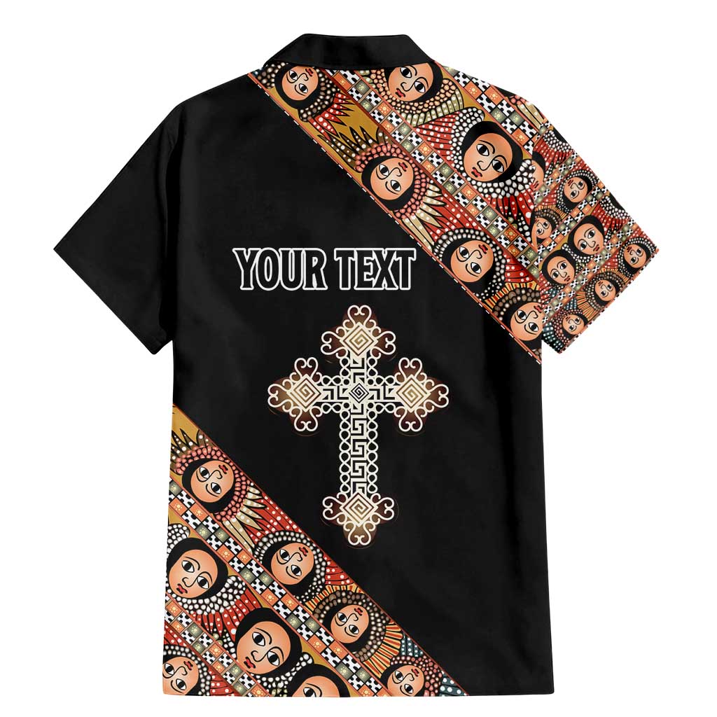 Personalized Ethiopian Orthodox Church Angel Family Matching Mermaid Dress and Hawaiian Shirt Black Color