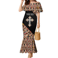 Personalized Ethiopian Orthodox Church Angel Family Matching Mermaid Dress and Hawaiian Shirt Black Color