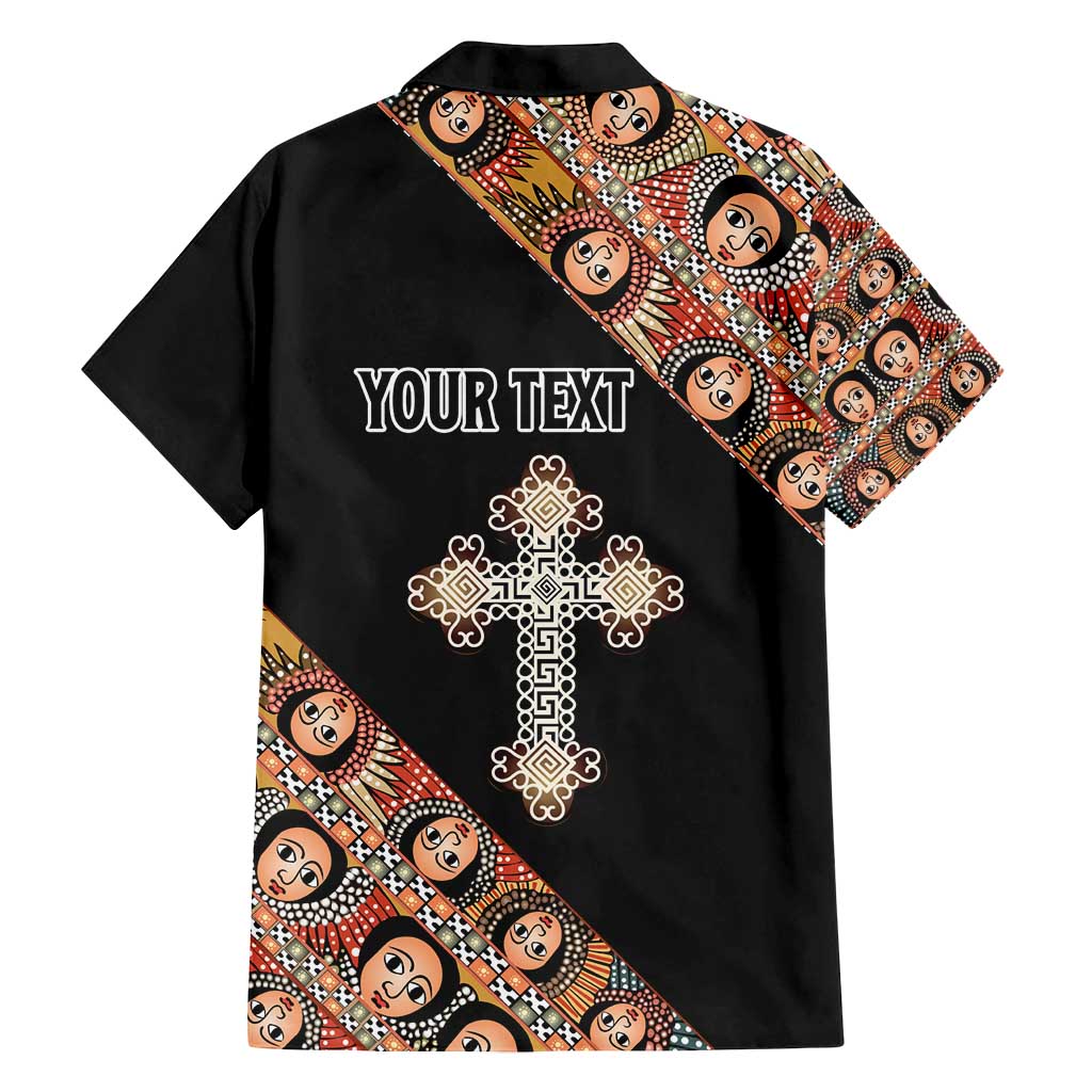 Personalized Ethiopian Orthodox Church Angel Family Matching Off Shoulder Maxi Dress and Hawaiian Shirt Black Color
