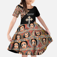 Personalized Ethiopian Orthodox Church Angel Family Matching Puletasi and Hawaiian Shirt Black Color