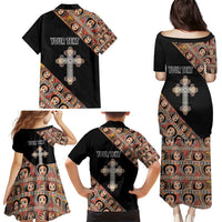 Personalized Ethiopian Orthodox Church Angel Family Matching Puletasi and Hawaiian Shirt Black Color