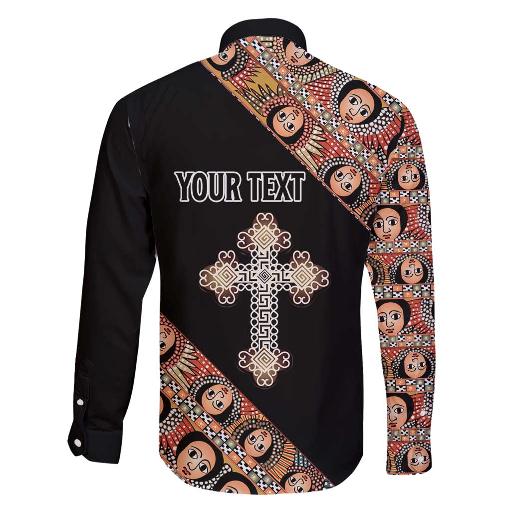 Personalized Ethiopian Orthodox Church Angel Family Matching Short Sleeve Bodycon Dress and Hawaiian Shirt Black Color