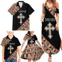 Personalized Ethiopian Orthodox Church Angel Family Matching Summer Maxi Dress and Hawaiian Shirt Black Color