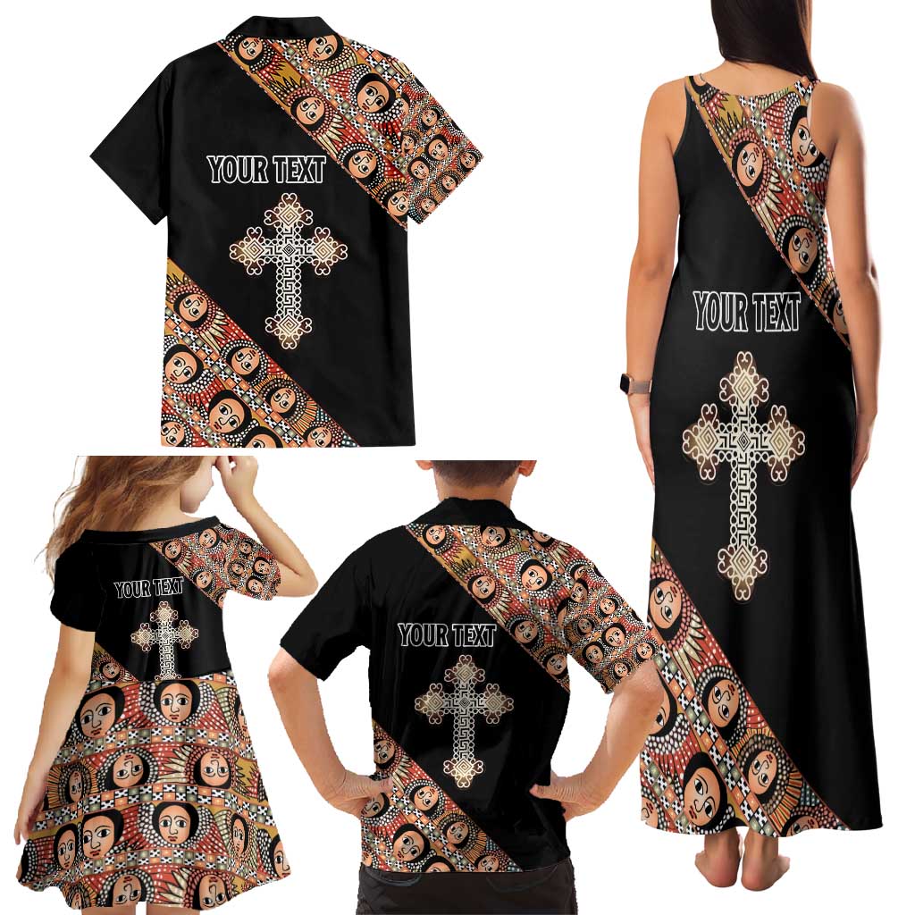 Personalized Ethiopian Orthodox Church Angel Family Matching Tank Maxi Dress and Hawaiian Shirt Black Color