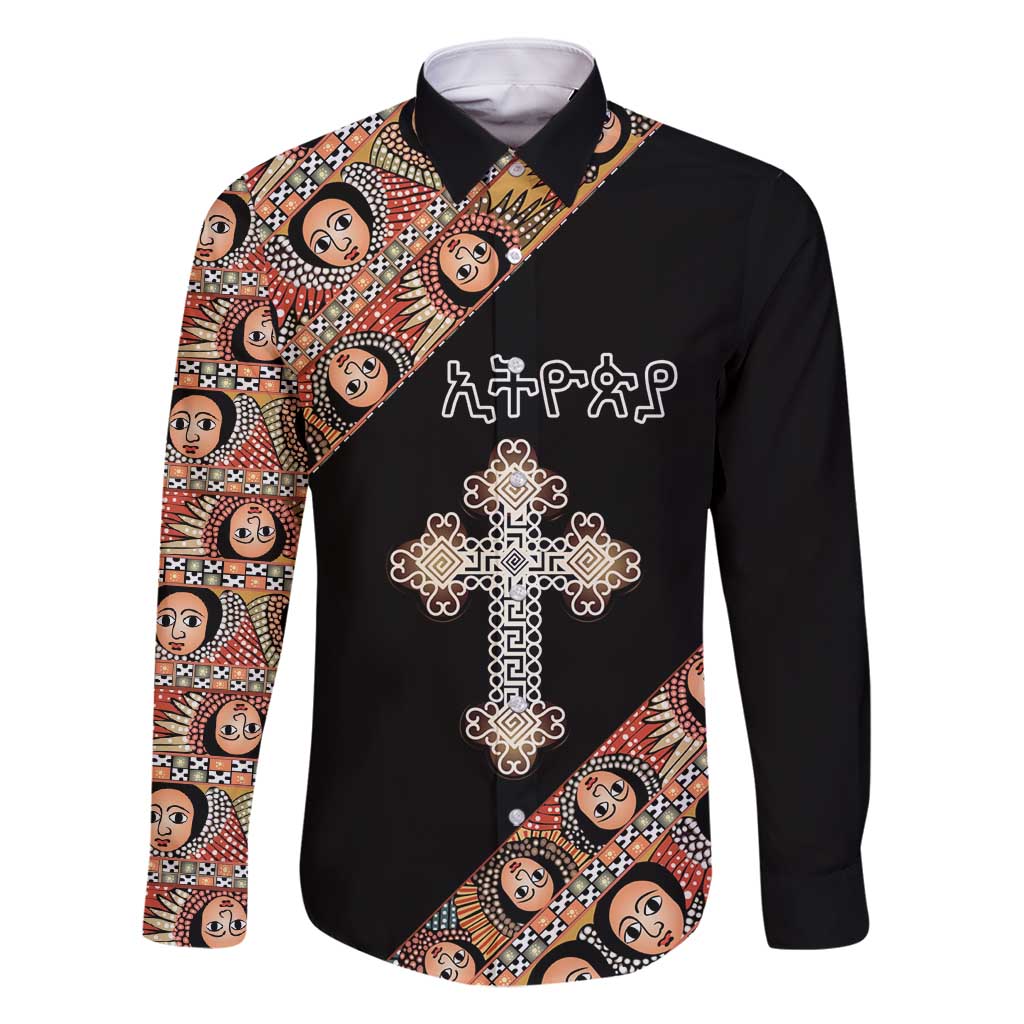 Personalized Ethiopian Orthodox Church Angel Family Matching Tank Maxi Dress and Hawaiian Shirt Black Color