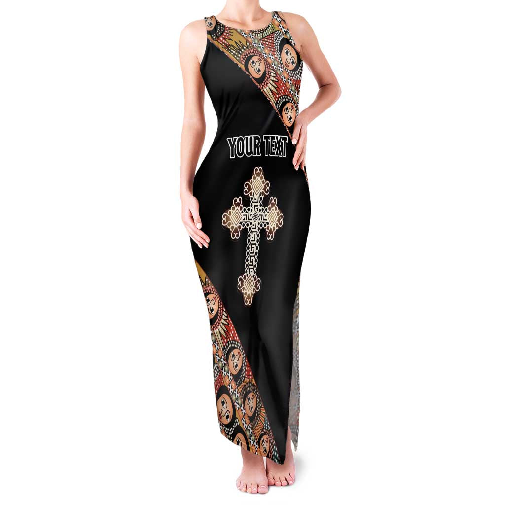 Personalized Ethiopian Orthodox Church Angel Family Matching Tank Maxi Dress and Hawaiian Shirt Black Color