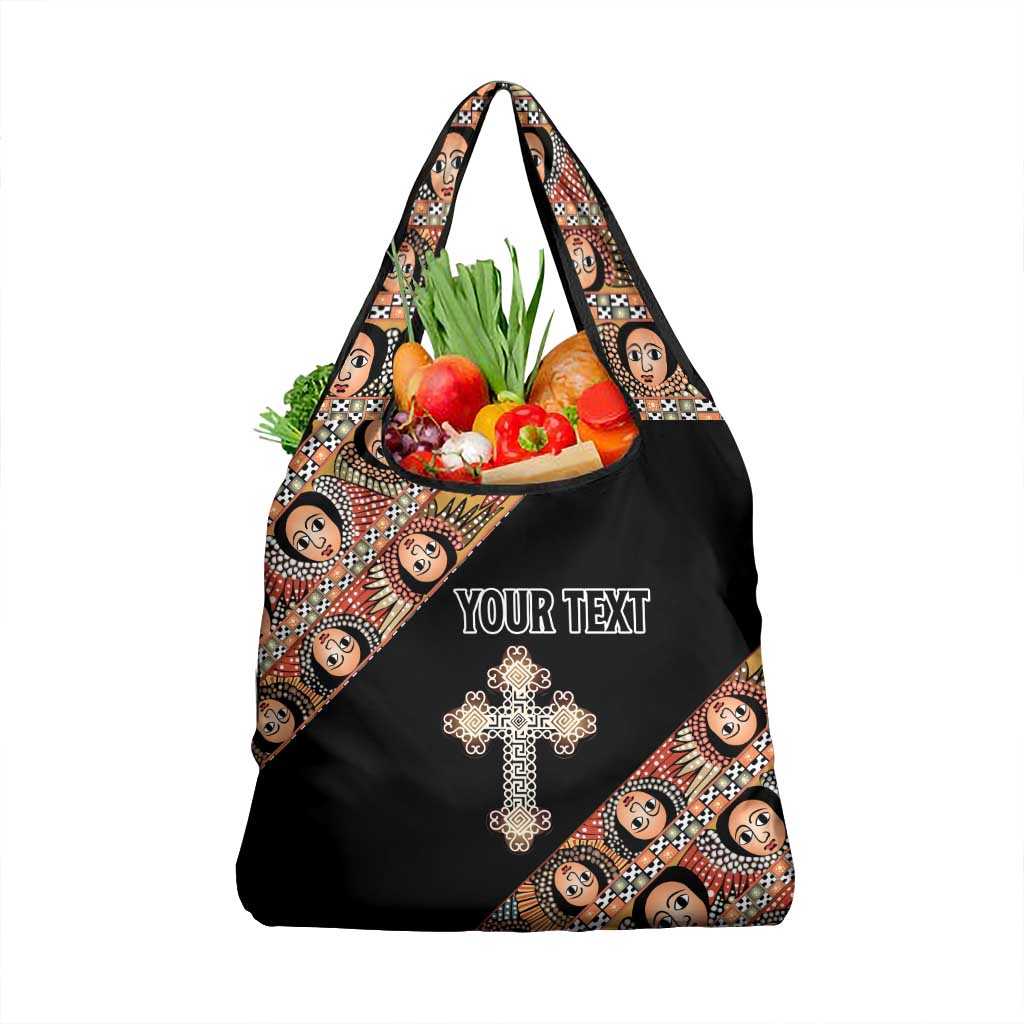 Personalized Ethiopian Orthodox Church Angel Grocery Bag Black Color