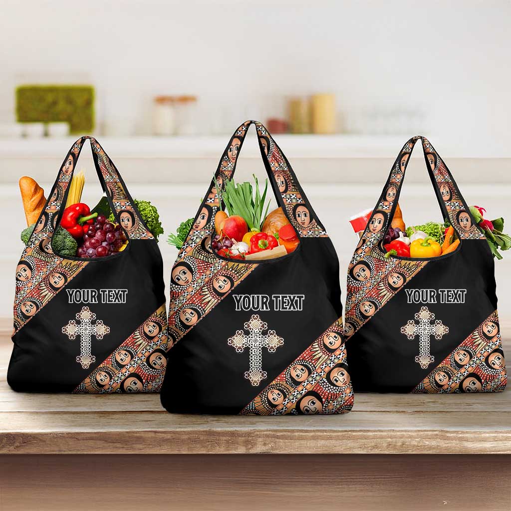 Personalized Ethiopian Orthodox Church Angel Grocery Bag Black Color