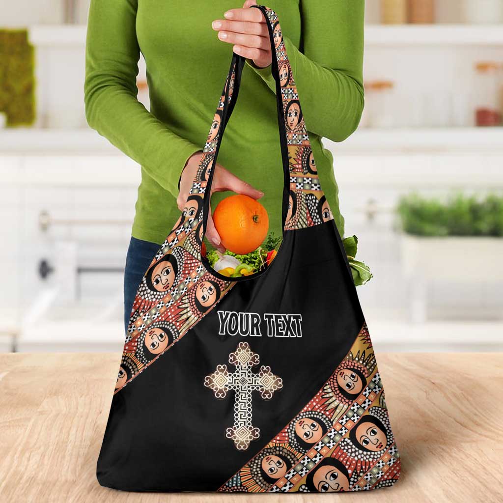 Personalized Ethiopian Orthodox Church Angel Grocery Bag Black Color