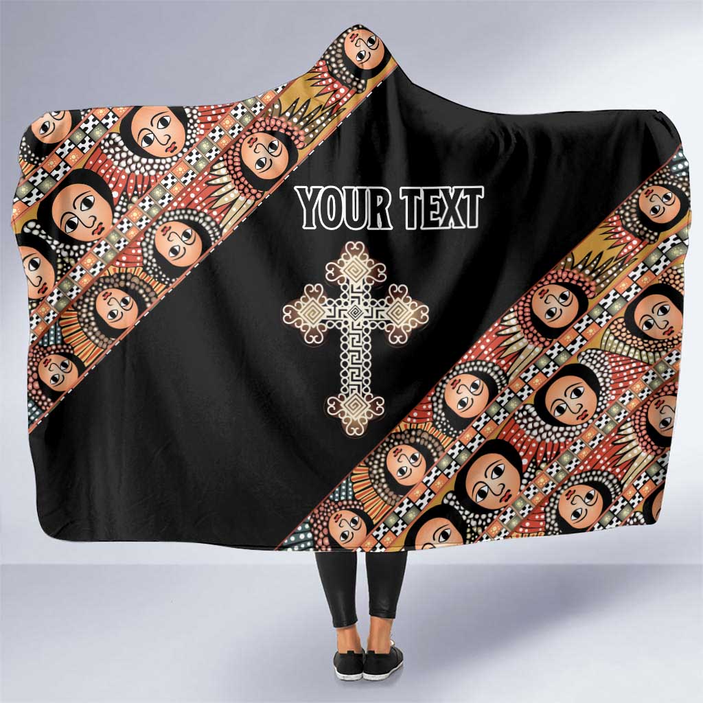 Personalized Ethiopian Orthodox Church Angel Hooded Blanket Black Color