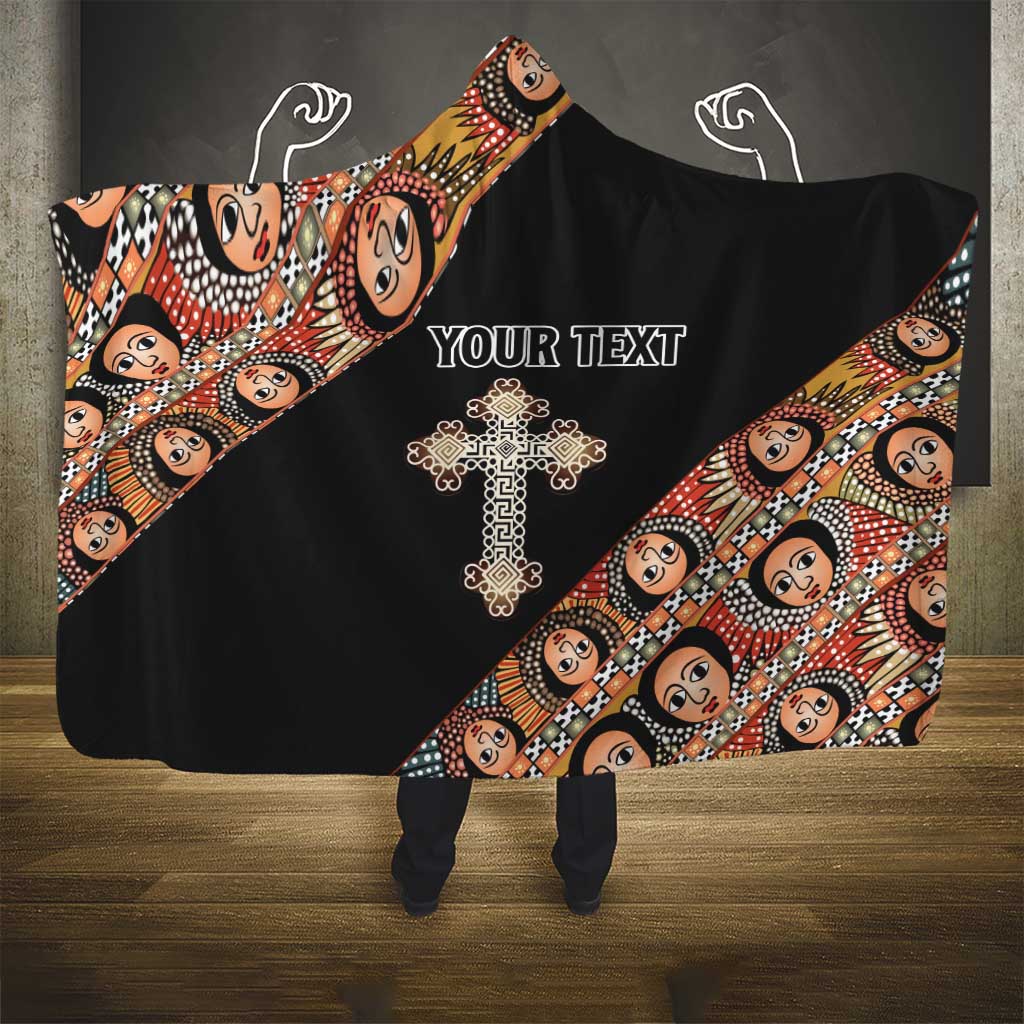 Personalized Ethiopian Orthodox Church Angel Hooded Blanket Black Color