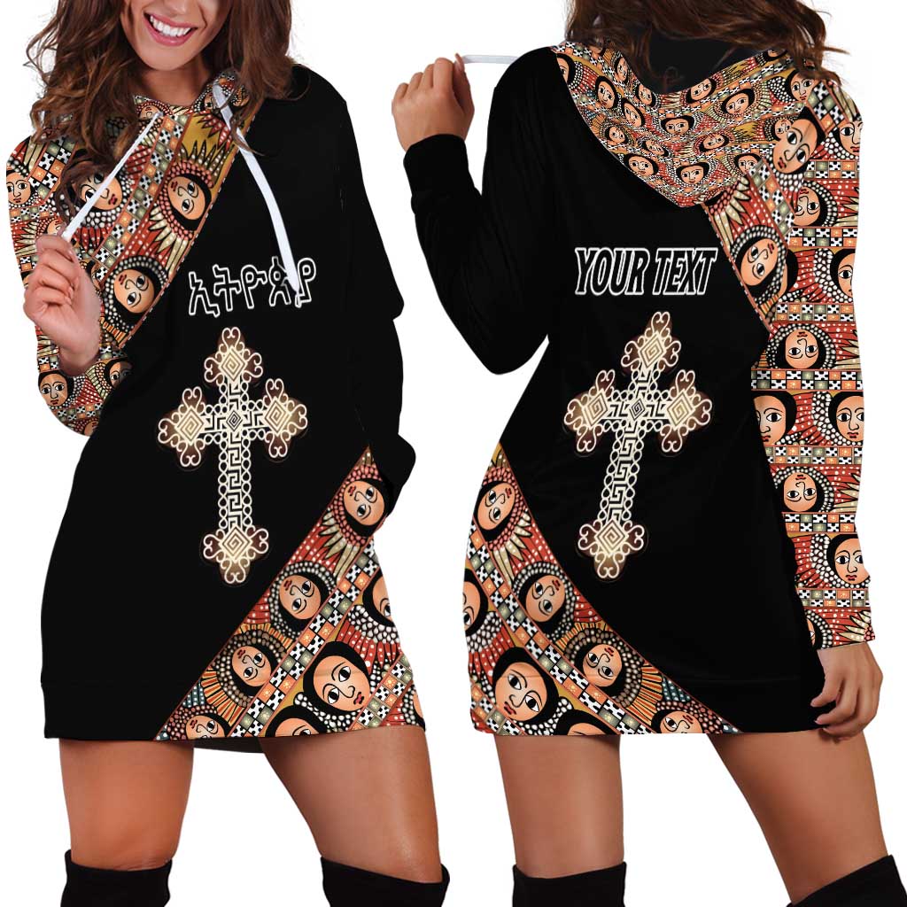 Personalized Ethiopian Orthodox Church Angel Hoodie Dress Black Color