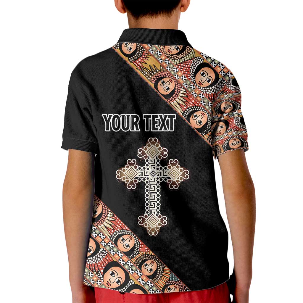 Personalized Ethiopian Orthodox Church Angel Kid Polo Shirt Black Color