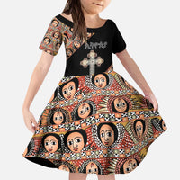 Personalized Ethiopian Orthodox Church Angel Kid Short Sleeve Dress Black Color