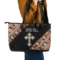 Personalized Ethiopian Orthodox Church Angel Leather Tote Bag Black Color