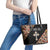 Personalized Ethiopian Orthodox Church Angel Leather Tote Bag Black Color