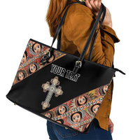 Personalized Ethiopian Orthodox Church Angel Leather Tote Bag Black Color