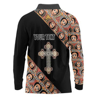 Personalized Ethiopian Orthodox Church Angel Long Sleeve Polo Shirt Black Color
