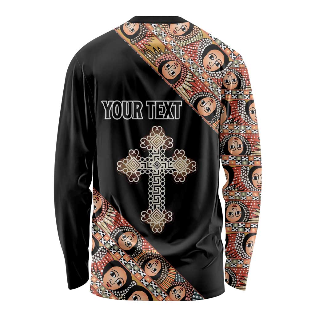 Personalized Ethiopian Orthodox Church Angel Long Sleeve Shirt Black Color