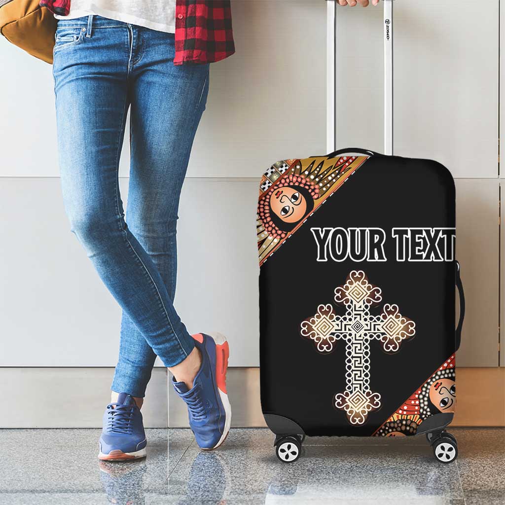Personalized Ethiopian Orthodox Church Angel Luggage Cover Black Color