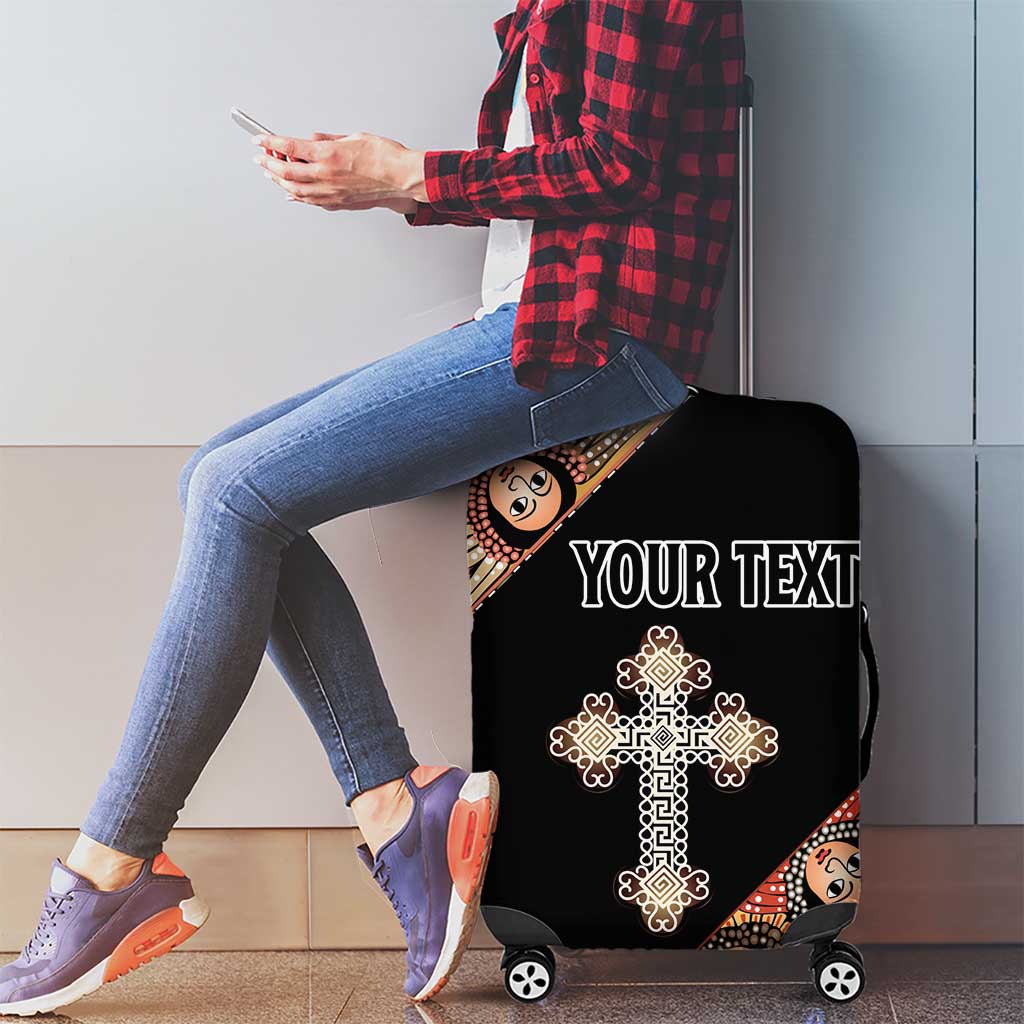 Personalized Ethiopian Orthodox Church Angel Luggage Cover Black Color