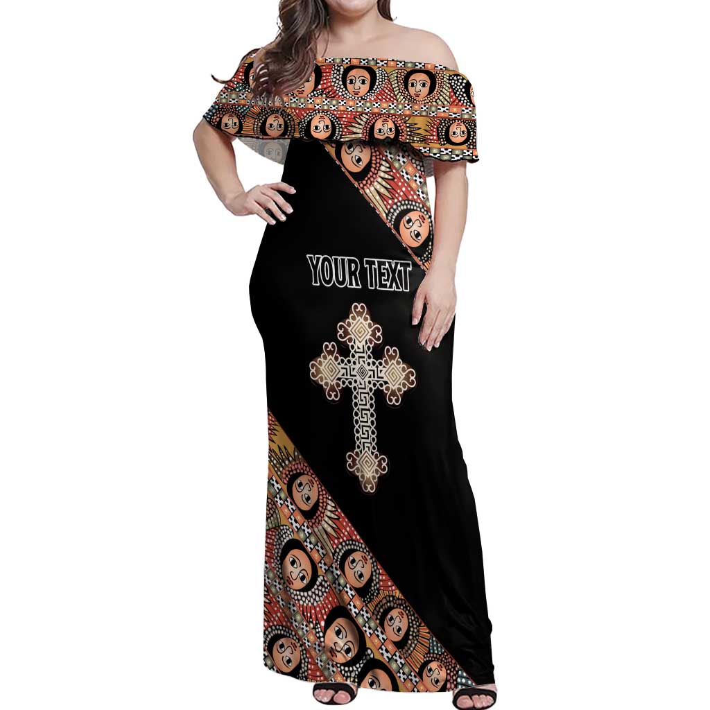 Personalized Ethiopian Orthodox Church Angel Off Shoulder Maxi Dress Black Color