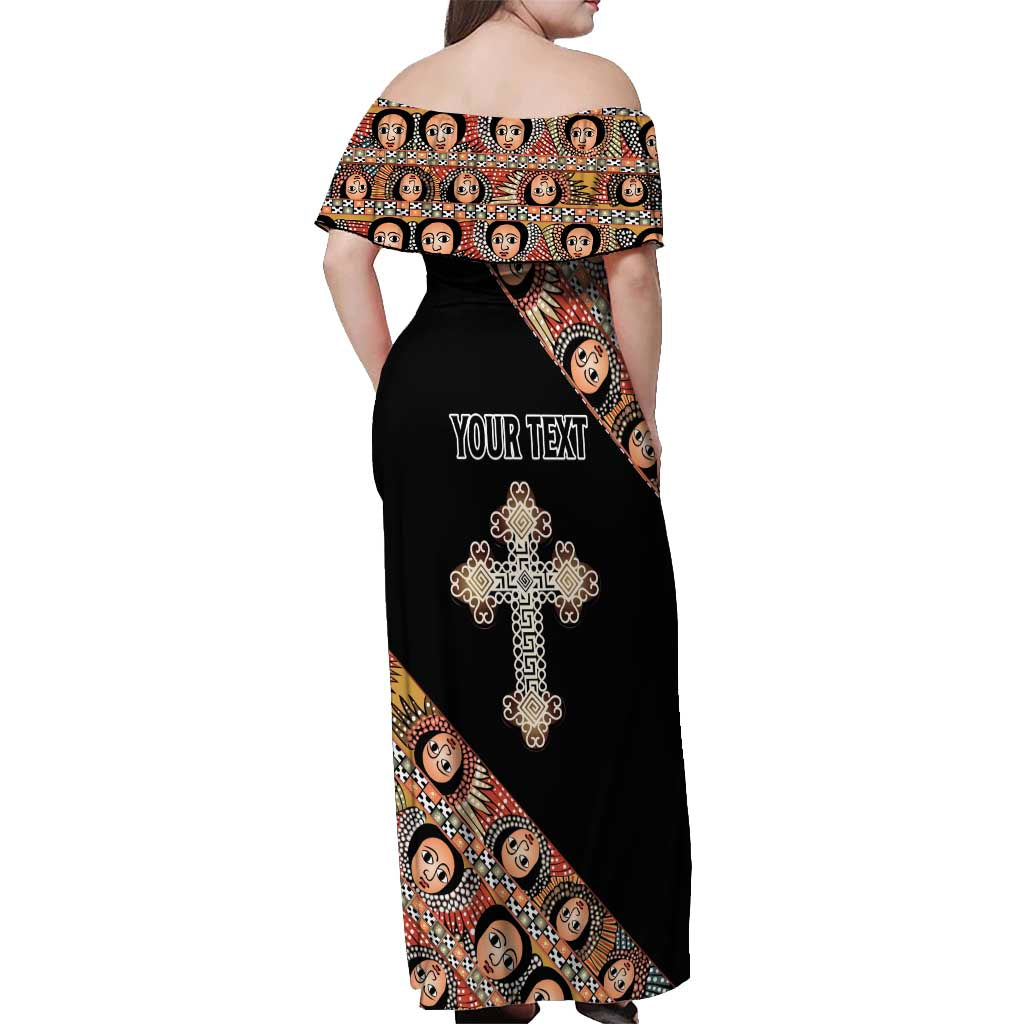 Personalized Ethiopian Orthodox Church Angel Off Shoulder Maxi Dress Black Color