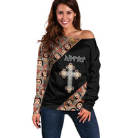 Personalized Ethiopian Orthodox Church Angel Off Shoulder Sweater Black Color