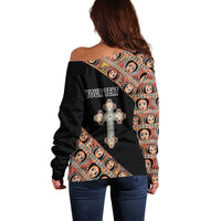 Personalized Ethiopian Orthodox Church Angel Off Shoulder Sweater Black Color
