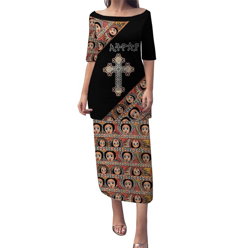 Personalized Ethiopian Orthodox Church Angel Puletasi Black Color