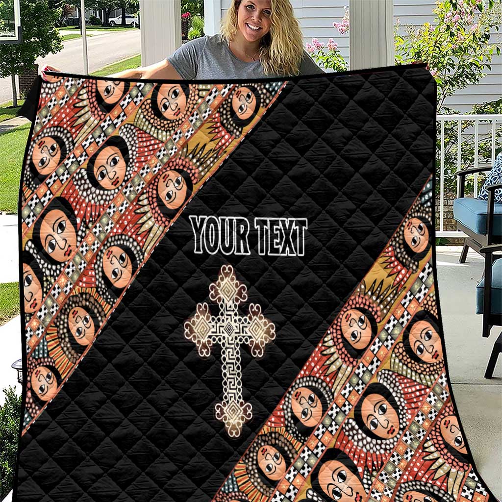 Personalized Ethiopian Orthodox Church Angel Quilt Black Color