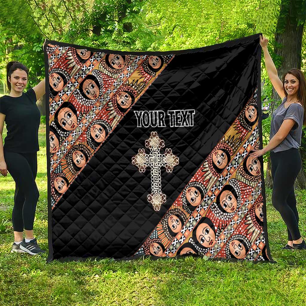 Personalized Ethiopian Orthodox Church Angel Quilt Black Color