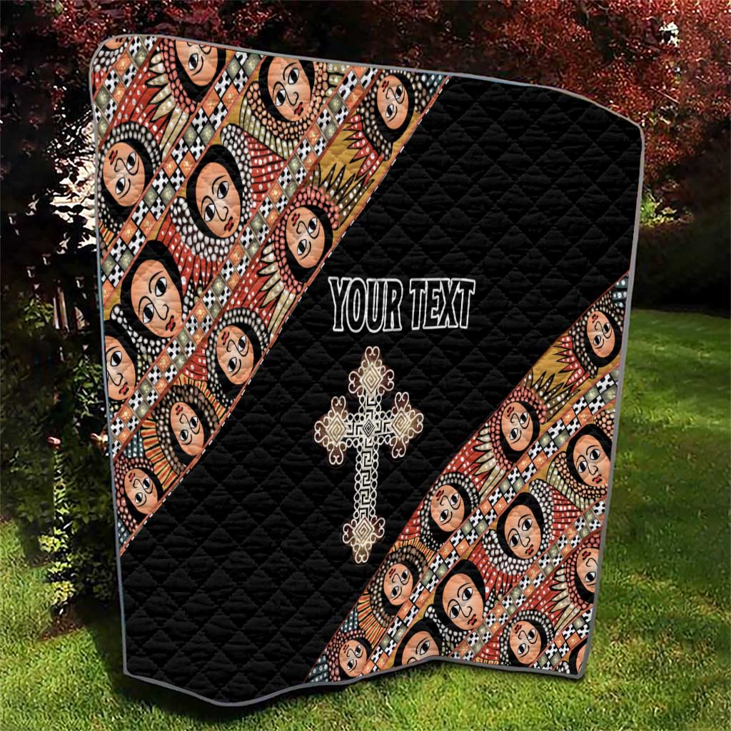 Personalized Ethiopian Orthodox Church Angel Quilt Black Color