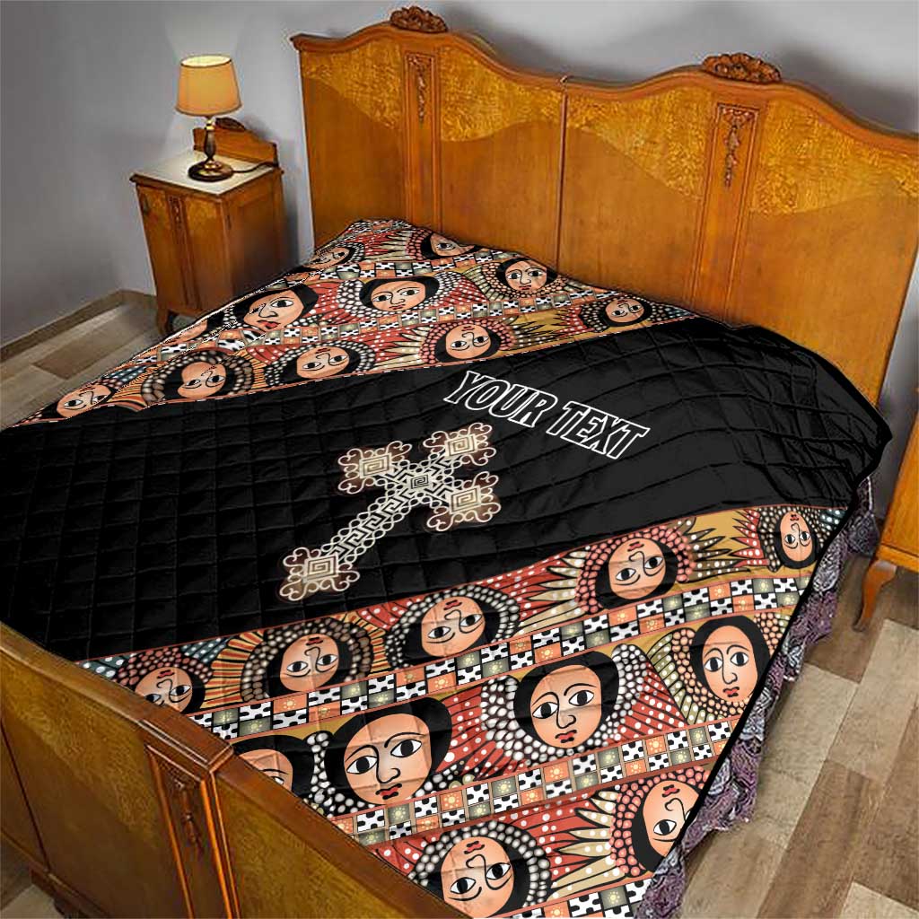 Personalized Ethiopian Orthodox Church Angel Quilt Black Color