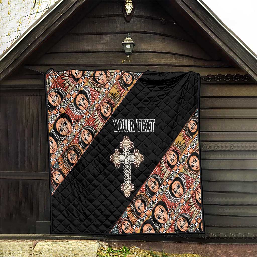 Personalized Ethiopian Orthodox Church Angel Quilt Black Color