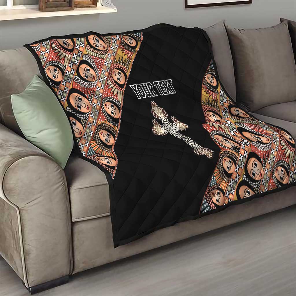 Personalized Ethiopian Orthodox Church Angel Quilt Black Color