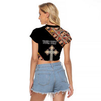 Personalized Ethiopian Orthodox Church Angel Raglan Cropped T Shirt Black Color